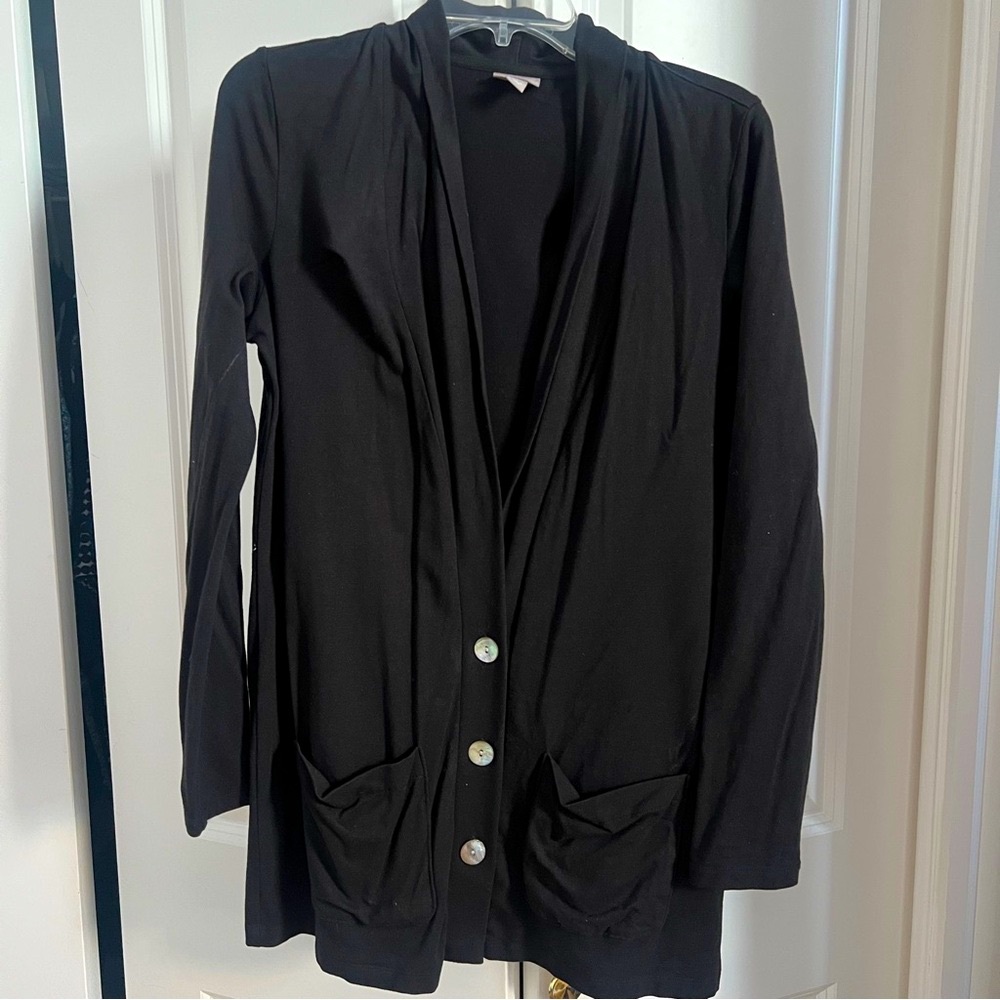 J Jill Black Jacket S  Pockets Mother of Pearl Buttons Sz S